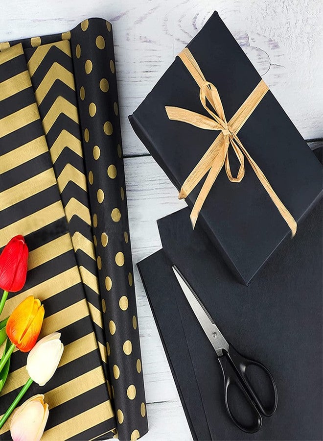 Ueerdand 105 Sheets Gold Black Tissue Paper, Christmas Metallic Gift Wrapping Paper Bulk for New Year Gift Bags, Birthday, Graduation, DIY Shipping Crafts, 20 Inch x 12 Inch - Image 2